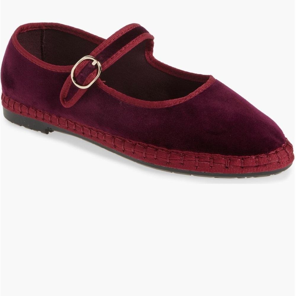 Brand new! Flabelus Lucrecia Velvet Mary Jane Flats- Granate  Size 37
